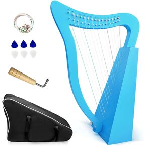 Harp, 15 String Harp 22 Inch Tall for Adult Professional Beginner International Standard Strings with Tuning Wrench with Bag, Strap, Plectrum, Spare Set of Strings (pink)