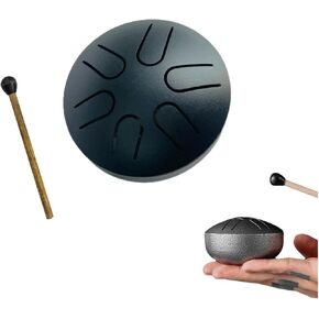 Rain Drum for Outside Garden,Rain Drum for Garden Instrument, Beginning Student Mini Steel Tongue Drum Rain Chime,Musical Education Entertainment Meditation Yoga Zen Gifts (6in-black)