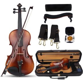 AKLOT Violin Outfit 4/4 Full Size, Spruce Violin and Ebony Fittings, for Professional, with Bow, Rosin, Backpack Strap, Carrying Case