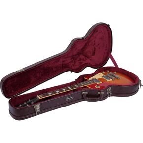 Crossrock Les Paul Guitar Case, Multi-layer Wood Case, Arch-top Style, Vinyl Brown