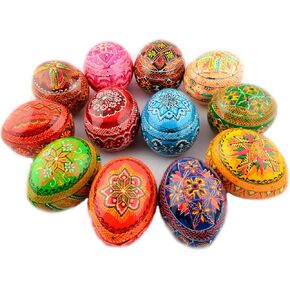 Easter Painted Eggs Wooden Ukrainian Pysanky Pysanka. Polish Pisanki. Czech Kraslice. Set of 12
