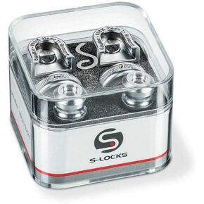 1 Pc of Schaller S-Locks Guitar Strap Security Lock System with Buttons, Satin Chrome