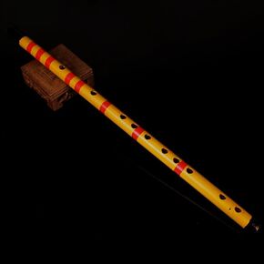 18.5 Inch Bamboo Flute bamboo Piccolo bamboo Musical Instrument Traditional Chinese Musical Birthday Gifts for Beginners A Flute Playing Sideways (Yellow)