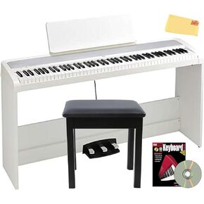 Korg XE20 Digital Ensemble Piano Bundle with Adjustable Stand, Bench, Power Supply, Damper Pedal, Keyboard Cover, Instructional Book, Austin Bazaar Instructional DVD, and Polishing Cloth