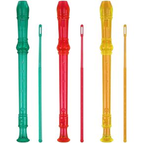 Soprano Recorder Descant Flauta Recorder 8 Hole ABS Clarinet German Style Treble flute C Key with Fingering Chart Instructions Transparent 3 Pack