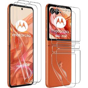 for Motorola Moto Razr 2024 Screen Protector,[2+2+1 Pack] Inner Screen Flexible Film+ Camera Lens Protector+Back Screen Protector(Soft TPU),No Bubbles, Anti-Scratch