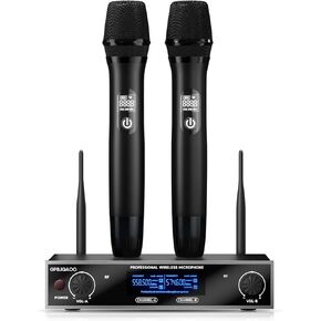 Wireless Microphone System, UHF Professional Metal Dynamic Handheld Wireless Microphone, Karaoke Microphone, Suitable for Home KTV, conferences, speeches, Churches, DJs, Weddings, 200 feet