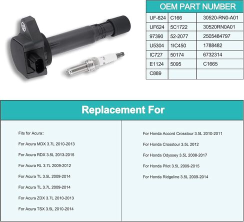 6PCS UF624 Ignition Coil Pack 3.5L 3.7L For Honda Odyssey 2008-2016,Accord 2008-2012,Crosstour 2010-2012,Pilot Ridgeline 2009-2014,for Acura MDX ZDX 2010-2013,RDX 2013-2015,RL TL 2009-2012 in Saudi Arabia