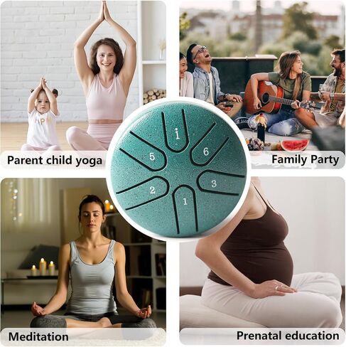 Steel Tongue Drum Tundrum 3 Inch 6 Notes Hand Drum Rain Drum with Handpan Drum Mallets, Music Book, Sound Instrument for Musical Education Entertainment Yoga Chakra (Sword Shape) (Malachite in Saudi Arabia