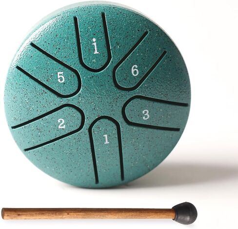 Steel Tongue Drum Tundrum 3 Inch 6 Notes Hand Drum Rain Drum with Handpan Drum Mallets, Music Book, Sound Instrument for Musical Education Entertainment Yoga Chakra (Sword Shape) (Malachite in Saudi Arabia