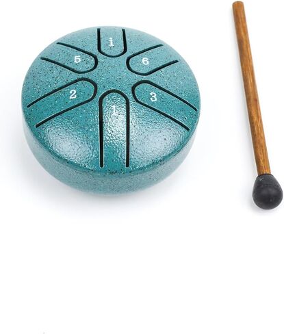 Steel Tongue Drum Tundrum 3 Inch 6 Notes Hand Drum Rain Drum with Handpan Drum Mallets, Music Book, Sound Instrument for Musical Education Entertainment Yoga Chakra (Sword Shape) (Malachite in Saudi Arabia