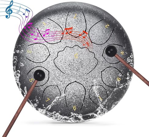 Rain Drum for Outside Garden, 8 Inches 11 Notes Steel Tongue Drum Rain Chime, Chakra Drum for Rain, Rain Drum for Outside Garden When It Rains (Sliver） in Kuwait