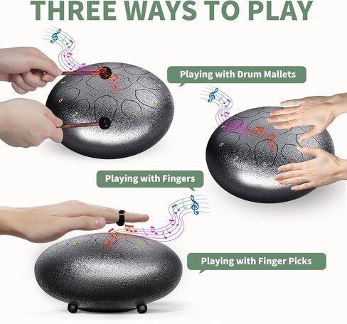 Rain Drum for Outside Garden, 8 Inches 11 Notes Steel Tongue Drum Rain Chime, Chakra Drum for Rain, Rain Drum for Outside Garden When It Rains (Sliver） in Kuwait