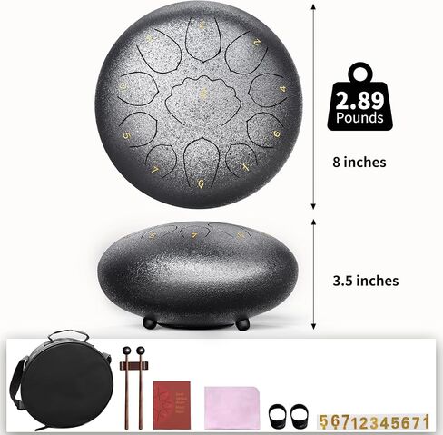 Rain Drum for Outside Garden, 8 Inches 11 Notes Steel Tongue Drum Rain Chime, Chakra Drum for Rain, Rain Drum for Outside Garden When It Rains (Sliver） in Kuwait