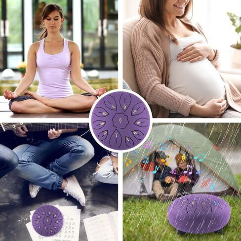 Rain Drum for Garden, 6 Inches 11 Notes Steel Tongue Drum for Adults Kids, Hand Drum Percussion Instrument with Drumsticks, Finger Paddle, Music Book and Travel Bag Yoga Chakra Gifts, Blue in Saudi Arabia