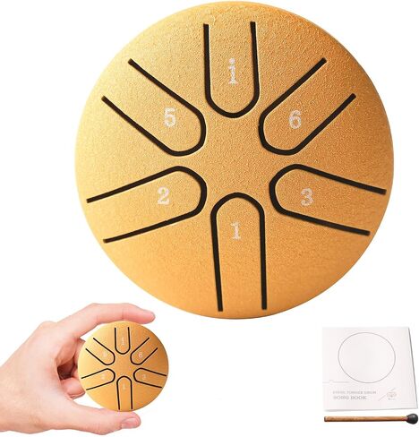 Steel Tongue Drum Tundrum 3 Inch 6 Notes Hand Drum Rain Drum with Handpan Drum Mallets, Music Book, Sound Instrument for Musical Education Entertainment Yoga Chakra (Sword Shape) (Malachite in Saudi Arabia