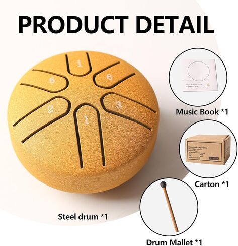 Steel Tongue Drum Tundrum 3 Inch 6 Notes Hand Drum Rain Drum with Handpan Drum Mallets, Music Book, Sound Instrument for Musical Education Entertainment Yoga Chakra (Sword Shape) (Malachite in Saudi Arabia
