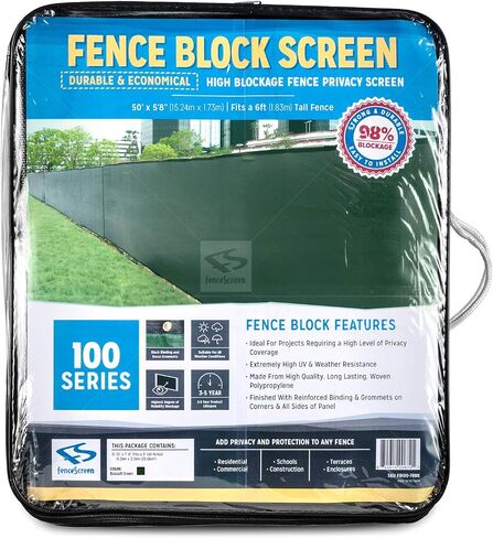 شاشة خصوصية سياج FenceScreen - غطاء سياج مؤقت للزجاج الأمامي بنسبة 98% (6 قدم × 50 قدم، أسود) in Kuwait