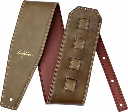 Nefelibata 3.8" Wide Guitar Strap, Full Grain Leather, Adjustable Length 49" to 57" with Foam Padding for Bass, Electric, and Acoustic Guitars (Burgundy) in Kuwait