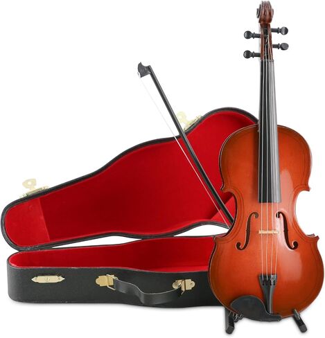 EASTROCK Miniature Violin Model, 9.8in Wooden Mini Violin Model with Stand Black Leather Case Dollhouse Accessories Mini Violin Musical Instruments Decor Gift for Home Office in Kuwait