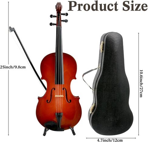 EASTROCK Miniature Violin Model, 9.8in Wooden Mini Violin Model with Stand Black Leather Case Dollhouse Accessories Mini Violin Musical Instruments Decor Gift for Home Office in Kuwait