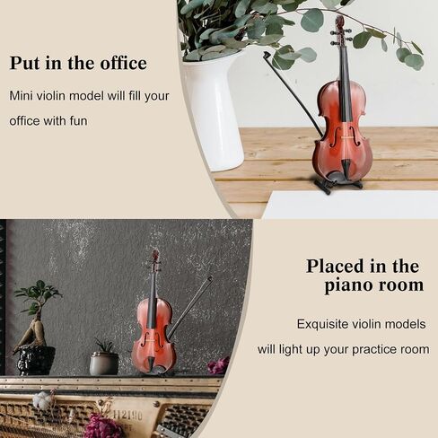 EASTROCK Miniature Violin Model, 9.8in Wooden Mini Violin Model with Stand Black Leather Case Dollhouse Accessories Mini Violin Musical Instruments Decor Gift for Home Office in Kuwait