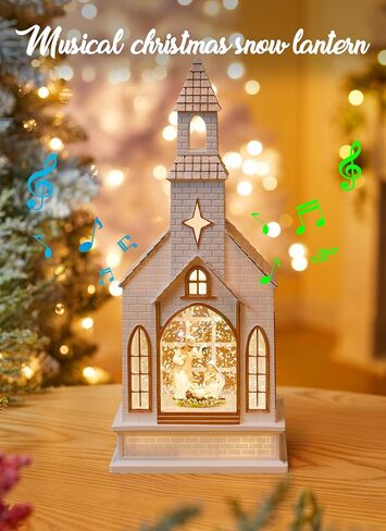 Brightown Musical Christmas Snow Globe Lantern, 10" Lighted USB or Battery Operated Snow Globe with Swirling Glitter, Snowman Snow Globes for Women Gifts for Mom Grandma Kids Coworkers in Saudi Arabia