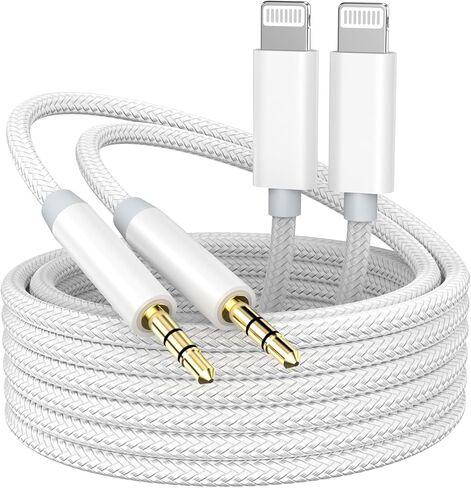 iPhone Aux Cord for Car, 3.3ft [Apple MFi Certified] Lightning to 3.5 mm AUX Audio Cable Cord for Car Home Stereo, Speaker, Headphone Compatible with iPhone 14 13 12 11 Pro Max XS XR X 8 7 6, White in Saudi Arabia