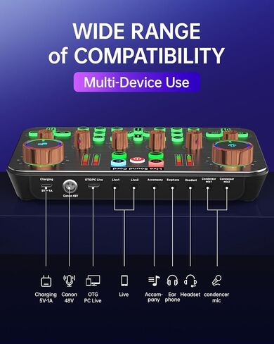 واجهة ميكروفون XLR، تحكم فردي، خافت الصوت، زر كتم الصوت، طاقة فانتوم 48 فولت، للبودكاست in Saudi Arabia