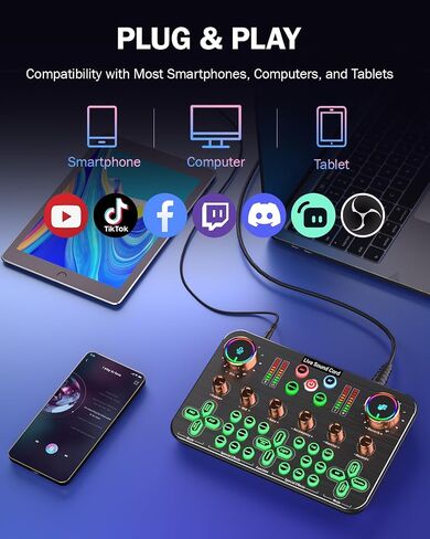 واجهة ميكروفون XLR، تحكم فردي، خافت الصوت، زر كتم الصوت، طاقة فانتوم 48 فولت، للبودكاست in Saudi Arabia