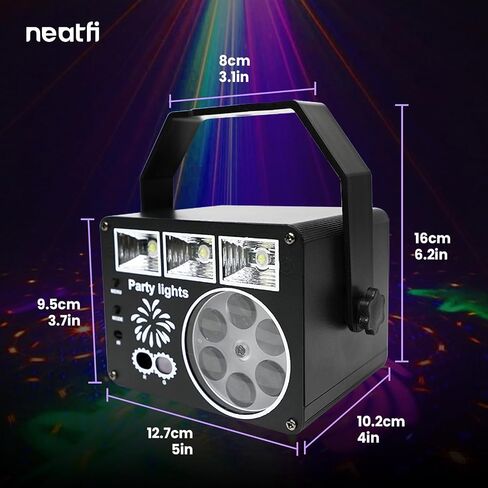 أضواء دي جي 3 في 1 من Neatfi مع جهاز تحكم عن بعد، وأضواء حفلات داخلية وخارجية، وإضاءة ديسكو، وأضواء كرة ديسكو ملونة للرقص، وحفلات أعياد الميلاد، والديكورات وأضواء المسرح (أسود) in Kuwait