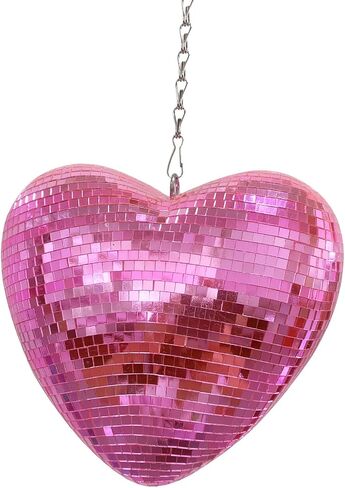 6 Inch Pink Heart Shaped Disco Balls with Chain for Party, Handmade Gifts Mirror Disco Ball for Decor, Room, Wedding, Garden, Retro Reflective Disco Ball, Disco Ball Decorations in Saudi Arabia