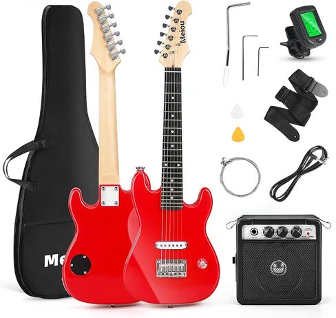 30 Inch Kids Electric Guitar Beginner Kits ST Style Mini Electric Guitar withAmp,Bag,Tuner, Picks, Cable, Strap, Strings (Black) in Saudi Arabia