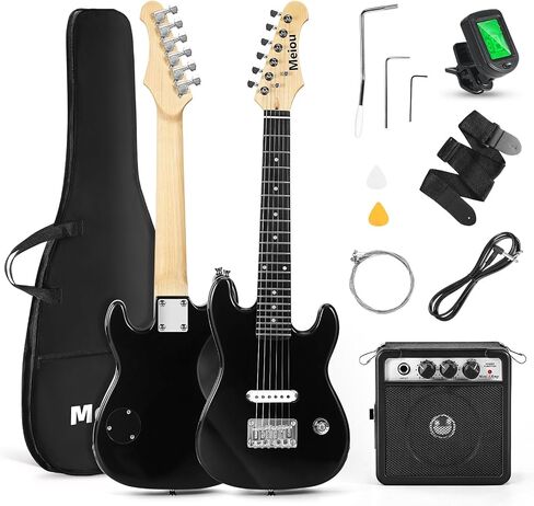 30 Inch Kids Electric Guitar Beginner Kits ST Style Mini Electric Guitar withAmp,Bag,Tuner, Picks, Cable, Strap, Strings (Black) in Saudi Arabia