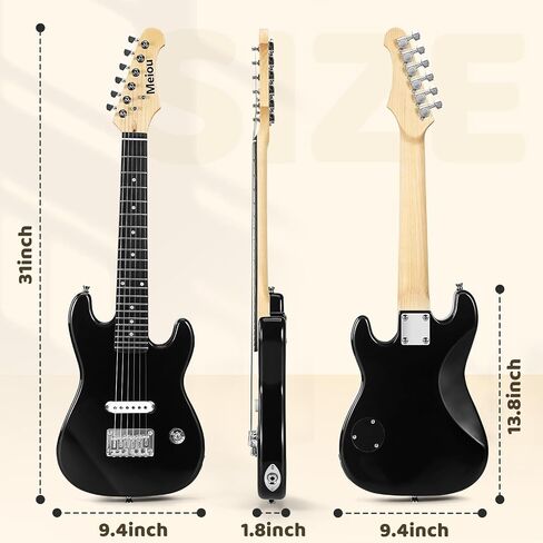 30 Inch Kids Electric Guitar Beginner Kits ST Style Mini Electric Guitar withAmp,Bag,Tuner, Picks, Cable, Strap, Strings (Black) in Saudi Arabia