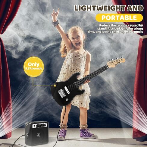 30 Inch Kids Electric Guitar Beginner Kits ST Style Mini Electric Guitar withAmp,Bag,Tuner, Picks, Cable, Strap, Strings (Black) in Saudi Arabia