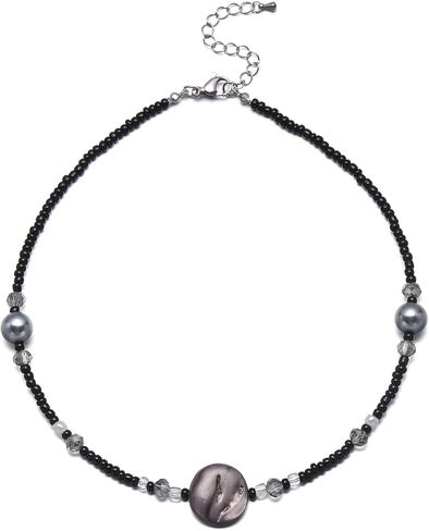 قلادة مطرزة للنساء بحجر غير منتظم وقلادة من اللؤلؤ مصنوعة يدويًا من الأحجار الكريمة بوهو قلادة مجوهرات صيفية للنساء in Kuwait