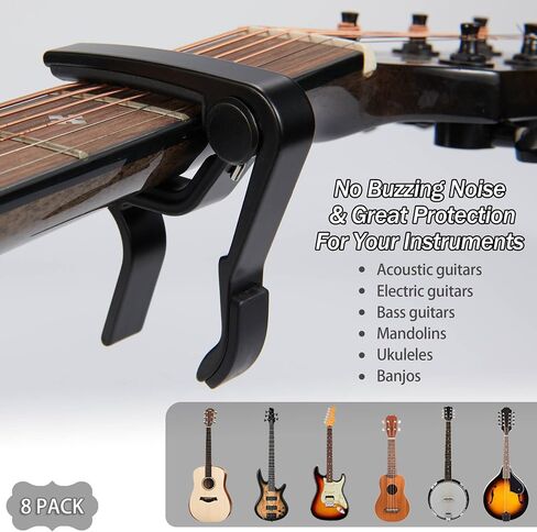 Capo,Guitar Capo for Acoustic Electric Guitar (8 Pack Black) in Saudi Arabia
