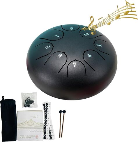 Rain Drum for Outside Garden,Rain Drum for Garden Instrument, Beginning Student Mini Steel Tongue Drum Rain Chime,Musical Education Entertainment Meditation Yoga Zen Gifts (6in-black) in Saudi Arabia