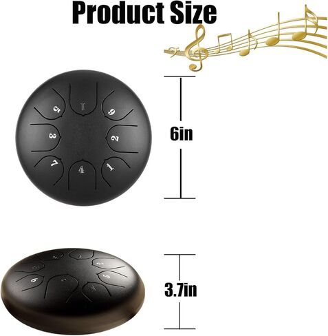Rain Drum for Outside Garden,Rain Drum for Garden Instrument, Beginning Student Mini Steel Tongue Drum Rain Chime,Musical Education Entertainment Meditation Yoga Zen Gifts (6in-black) in Saudi Arabia