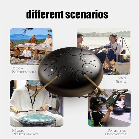 Rain Drum for Outside Garden,Rain Drum for Garden Instrument, Beginning Student Mini Steel Tongue Drum Rain Chime,Musical Education Entertainment Meditation Yoga Zen Gifts (6in-black) in Saudi Arabia