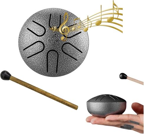 Rain Drum for Outside Garden,Rain Drum for Garden Instrument, Beginning Student Mini Steel Tongue Drum Rain Chime,Musical Education Entertainment Meditation Yoga Zen Gifts (6in-black) in Saudi Arabia