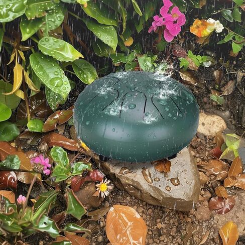 طبلة مطر من بابوري للحديقة الخارجية - طبلة مطر مطورة غير تشبع بالمياه للخارج عندما تمطر، 6 بوصات 8 نغمات طبلة مطر من الصلب، أداة طبلة المطر الموسيقية في الهواء الطلق (أخضر) in Kuwait
