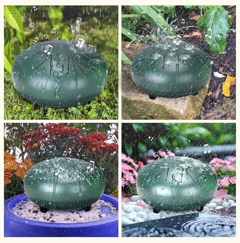 طبلة مطر من بابوري للحديقة الخارجية - طبلة مطر مطورة غير تشبع بالمياه للخارج عندما تمطر، 6 بوصات 8 نغمات طبلة مطر من الصلب، أداة طبلة المطر الموسيقية في الهواء الطلق (أخضر) in Kuwait