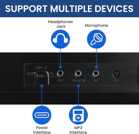 61 لوحة مفاتيح بيانو، مجموعة لوحة مفاتيح بيانو كهربائية مع 200 صوت، 200 إيقاع - تتضمن حامل بيانو، مقعد، ميكروفون، هدية للمبتدئين، أسود in Kuwait
