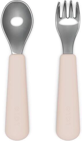 Lalo PAW Patrol Utensils - Toddler Fork and Spoon Set - Stainless Steel and Silicone Ergonomic Toddler Utensils - Children Safe Flatware Set - 2 Pieces - Skye in Kuwait