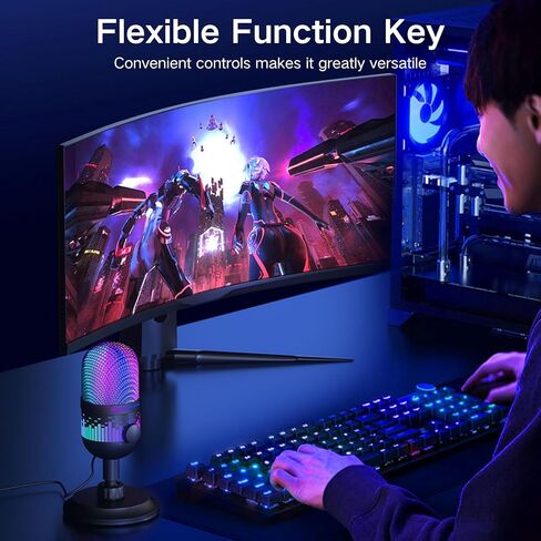 ميكروفون USB من HOSONGIN، التوصيل والتشغيل لأجهزة الكمبيوتر الشخصية وأجهزة Mac، ميكروفون ألعاب Podcast مع تقليل الضوضاء، شاشة في الوقت الحقيقي، كتم الصوت السريع، أضواء متدرجة in Kuwait