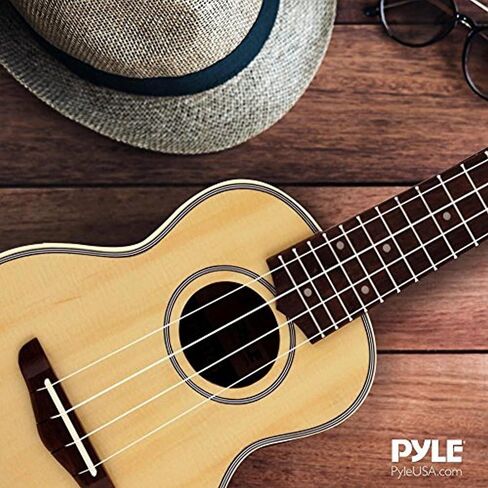 Pyle Solid Wood Spruce Soprano Ukulele - Professional Instrument with Spruce Face, Mahogany Neck, Black Walnut Fingerboard & Bridge - Pyle Pro PUKT65 in Saudi Arabia