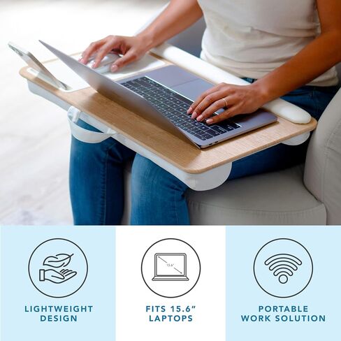 LAPGEAR Home Office Lap Desk with Device Ledge, Mouse Pad, and Phone Holder - Oak Woodgrain - Fits up to 15.6 Inch Laptops - Style No. 91589 in Saudi Arabia