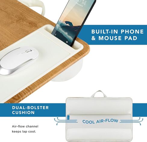 LAPGEAR Home Office Lap Desk with Device Ledge, Mouse Pad, and Phone Holder - Oak Woodgrain - Fits up to 15.6 Inch Laptops - Style No. 91589 in Saudi Arabia